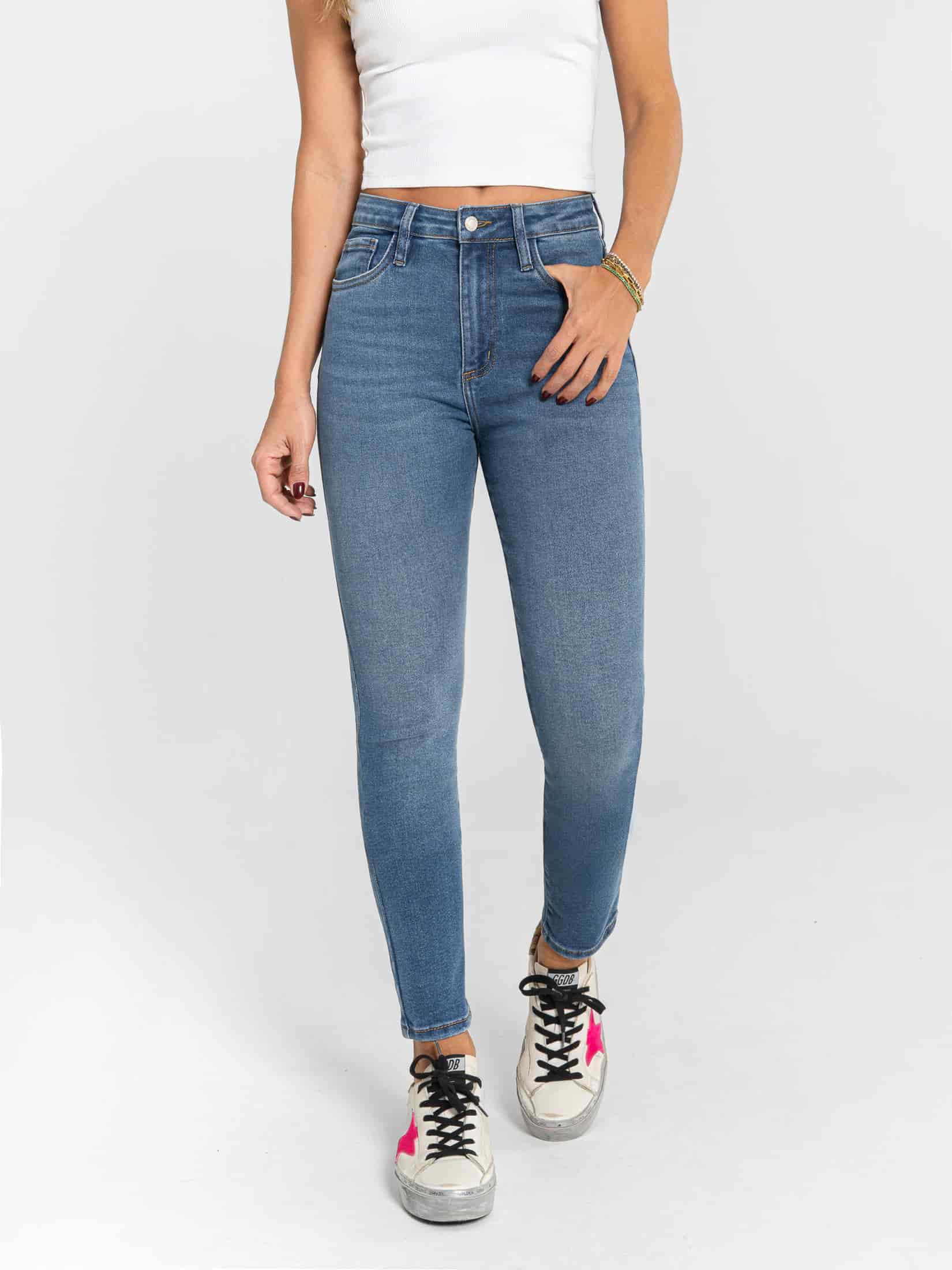 Ref: 066351 Jean Skinny stretch, tiro alto, tono azul medio. - miniatura 1