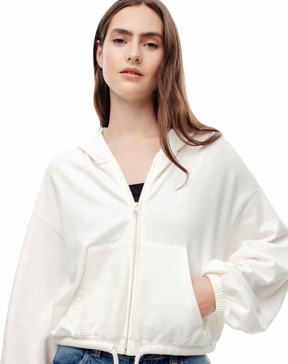 Chaqueta regular algodón habano mujer - miniatura 3