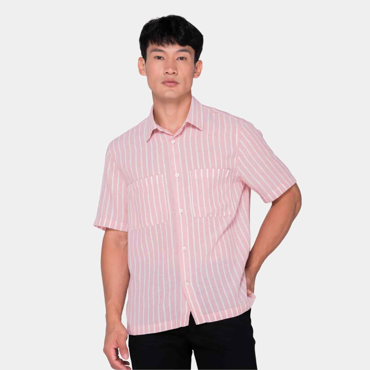Vertical Stripes S/S Shirt Pink - miniatura 1