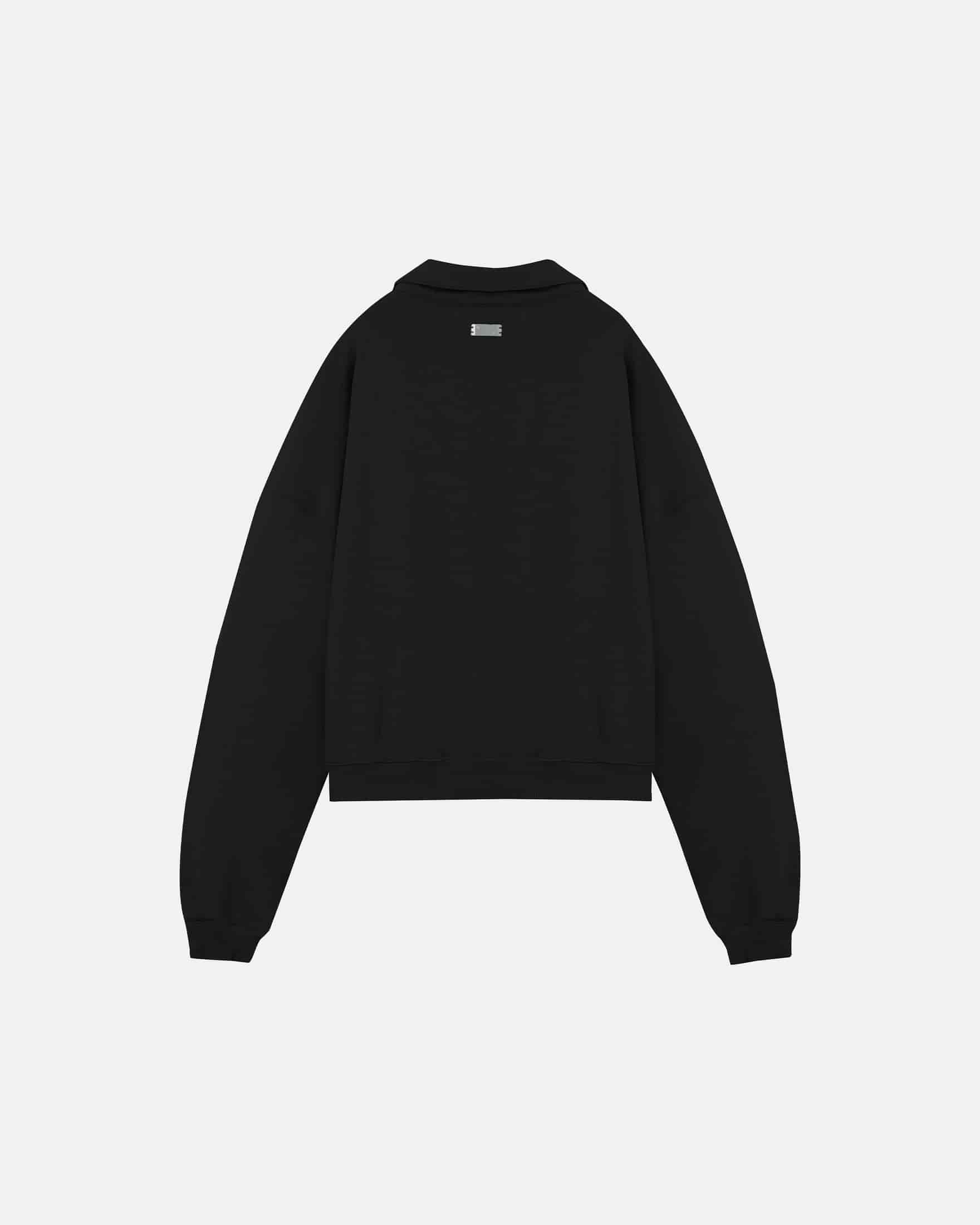 Basics Polo Collar Boxy Fit Hoodie Black - miniatura 3