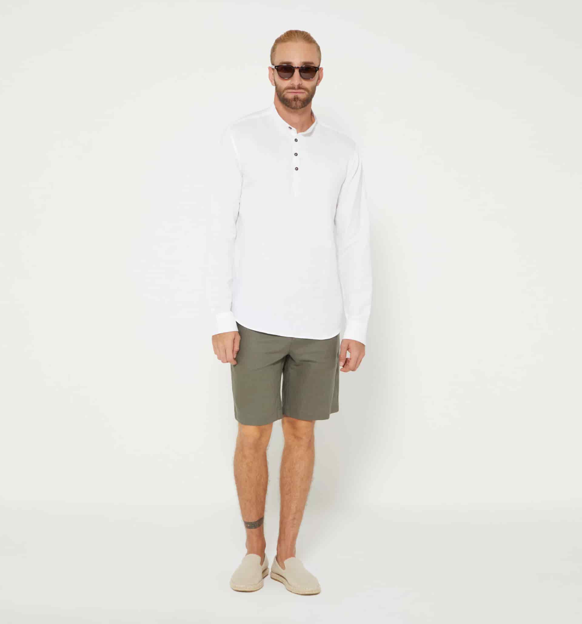 Camisa lino para hombre cuello nerú - miniatura 2