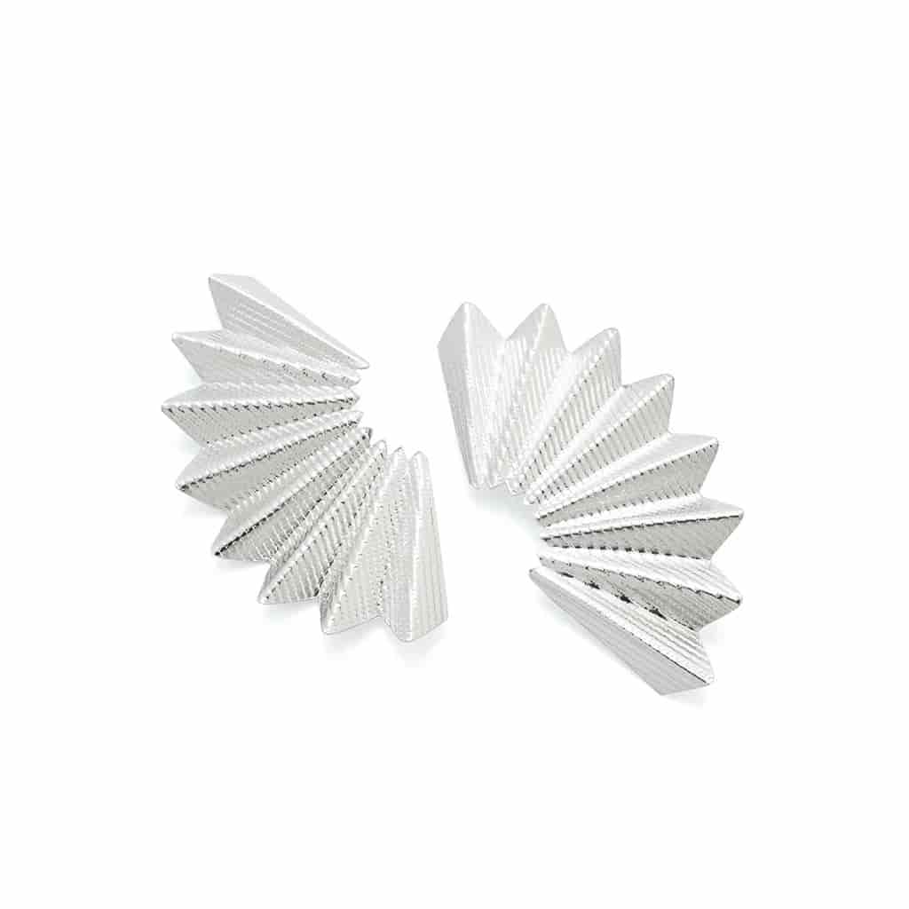 ARETES ABANICOS MEDIANOS PLATEADOS - miniatura 1