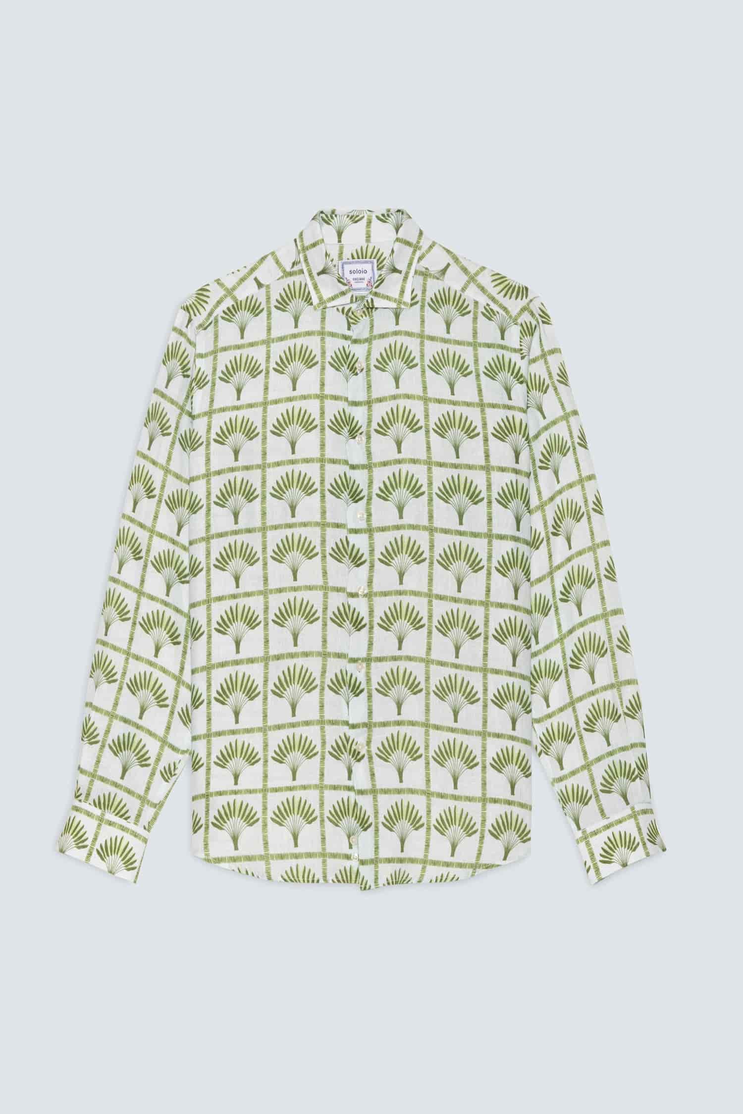 Men's linen shirt green palmar - miniatura 1