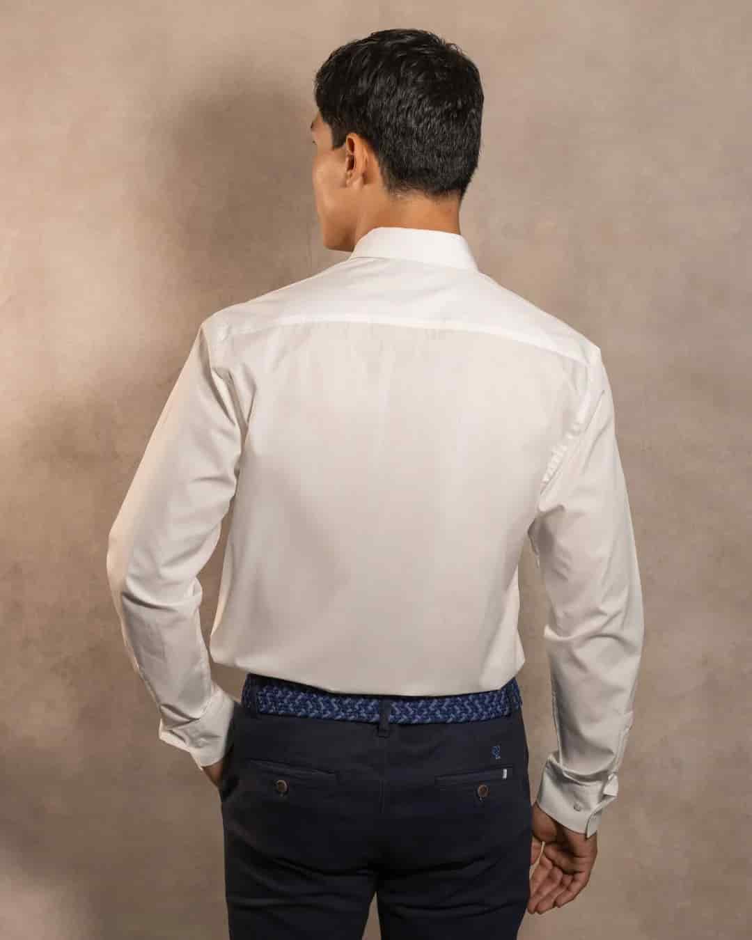 Camisa Antimanchas Popelina Blanco Logo Azul Claro - miniatura 8