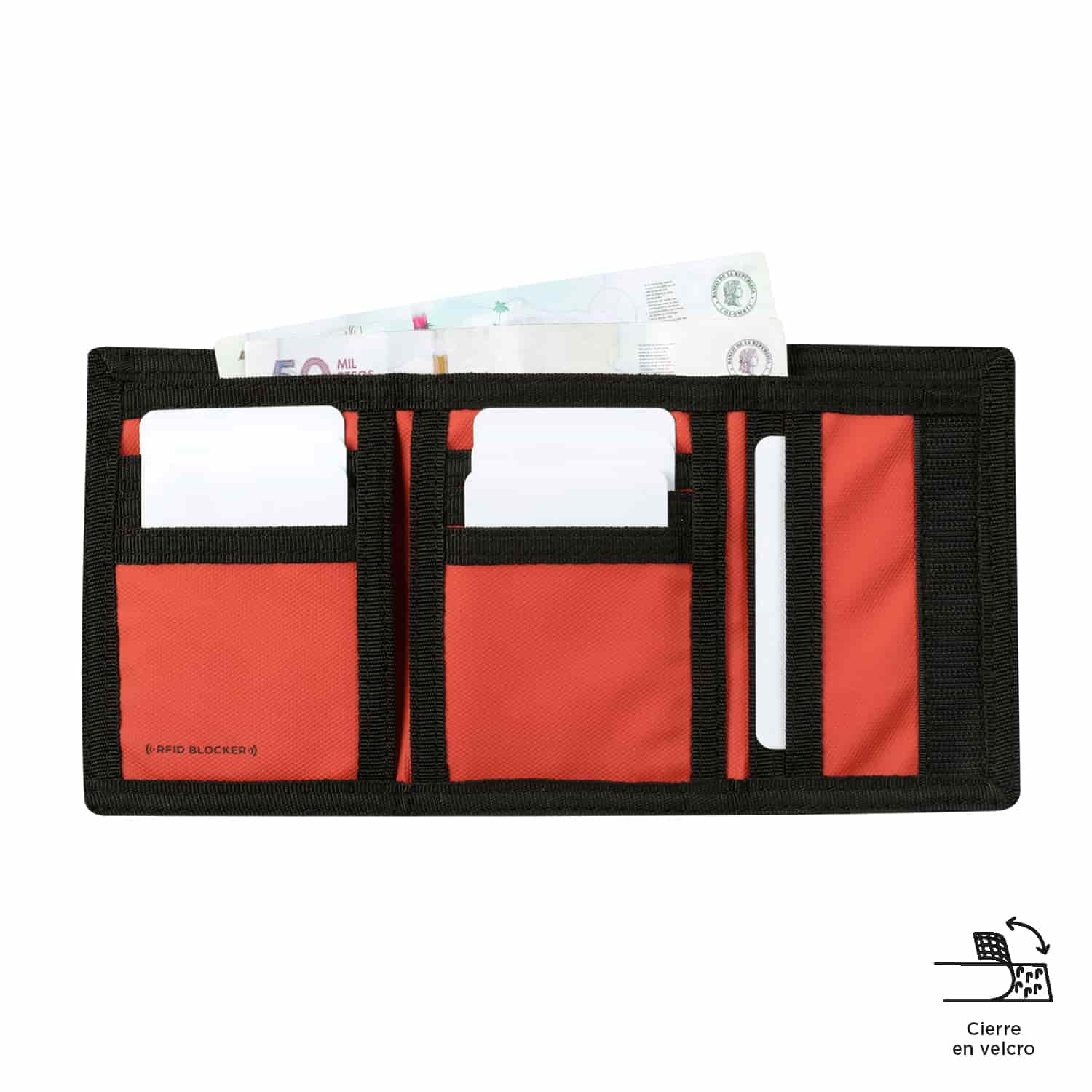 Billetera Contrast Qui con RFID Blocker Negra/Roja Mediana - miniatura 4