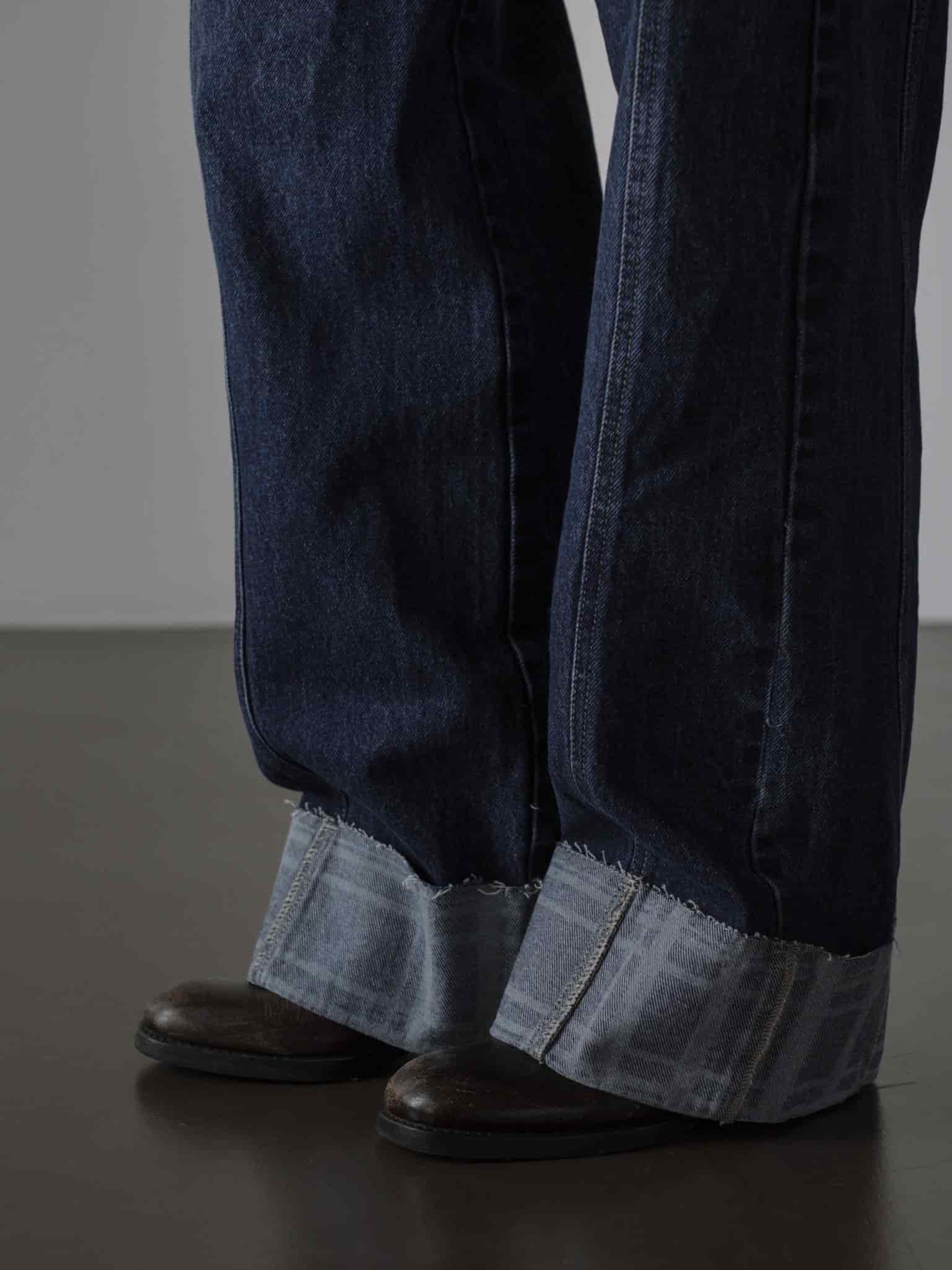 SQUARED CUFF JEAN - MEDIUM DARK BLUE - miniatura 2