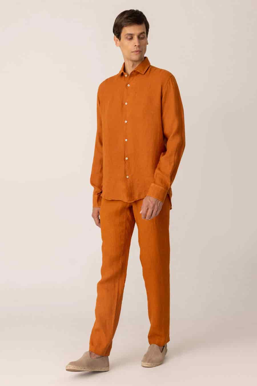 Men's linen pants honey basic - miniatura 1
