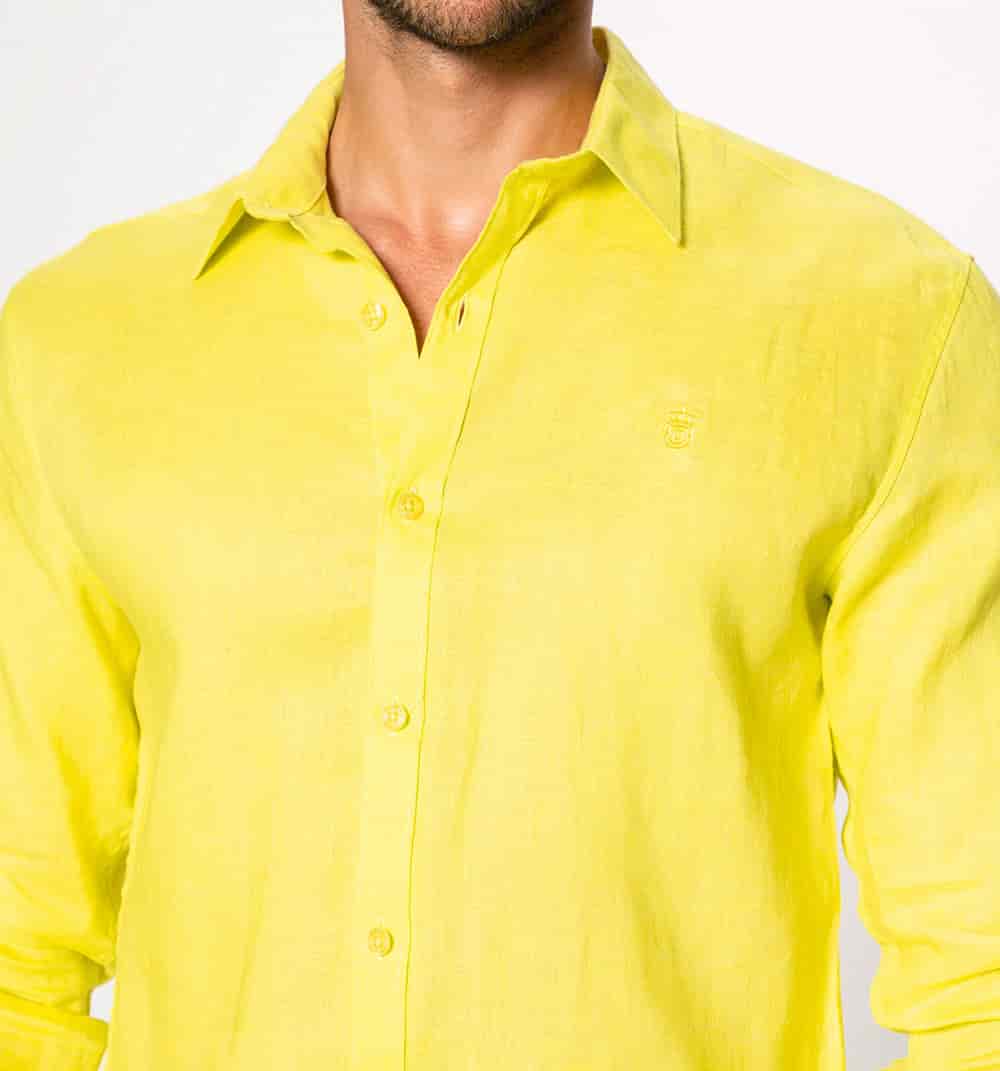 Camisa en lino manga larga regular fit - miniatura 17