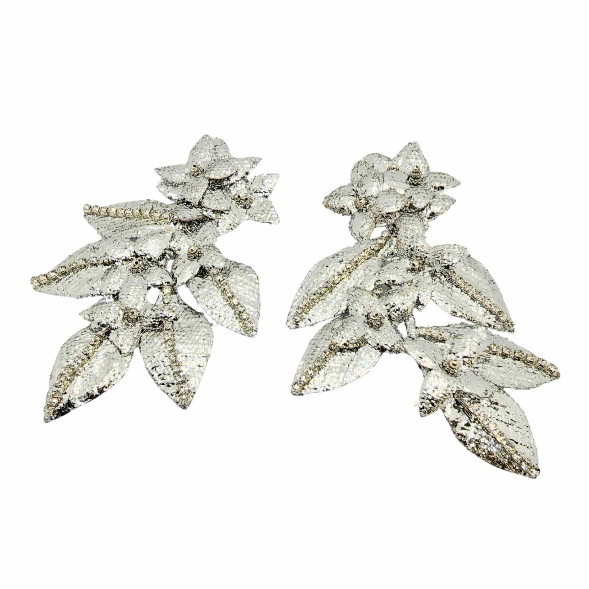 Silver Leaf Bloom Earrings - miniatura 3