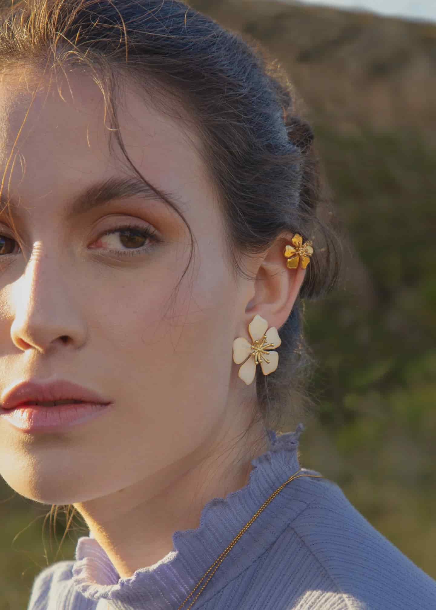 Aretes Aurora Midi blanco - miniatura 1