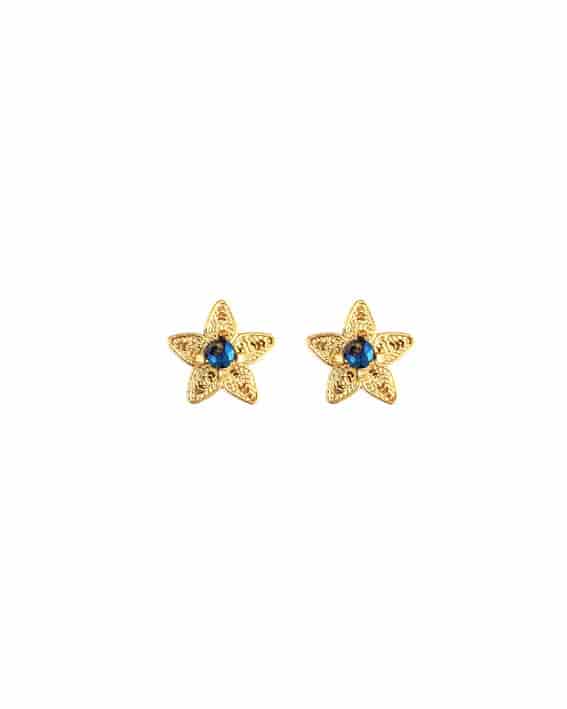 Aretes mini filigrana y cristal azul, Estrellita - miniatura 1