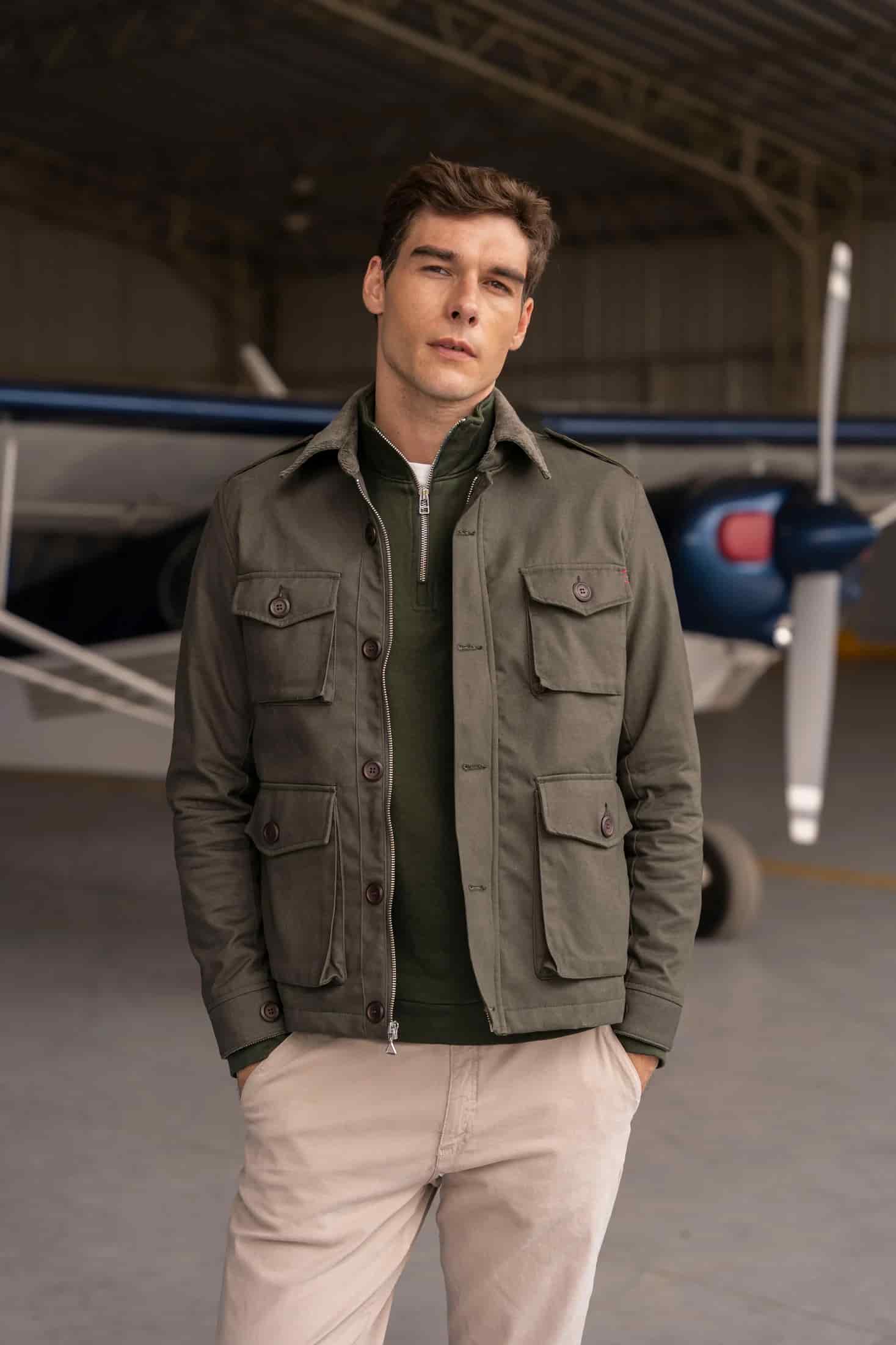 Halfzip Premium Comfy Hombre Verde Militar - miniatura 3