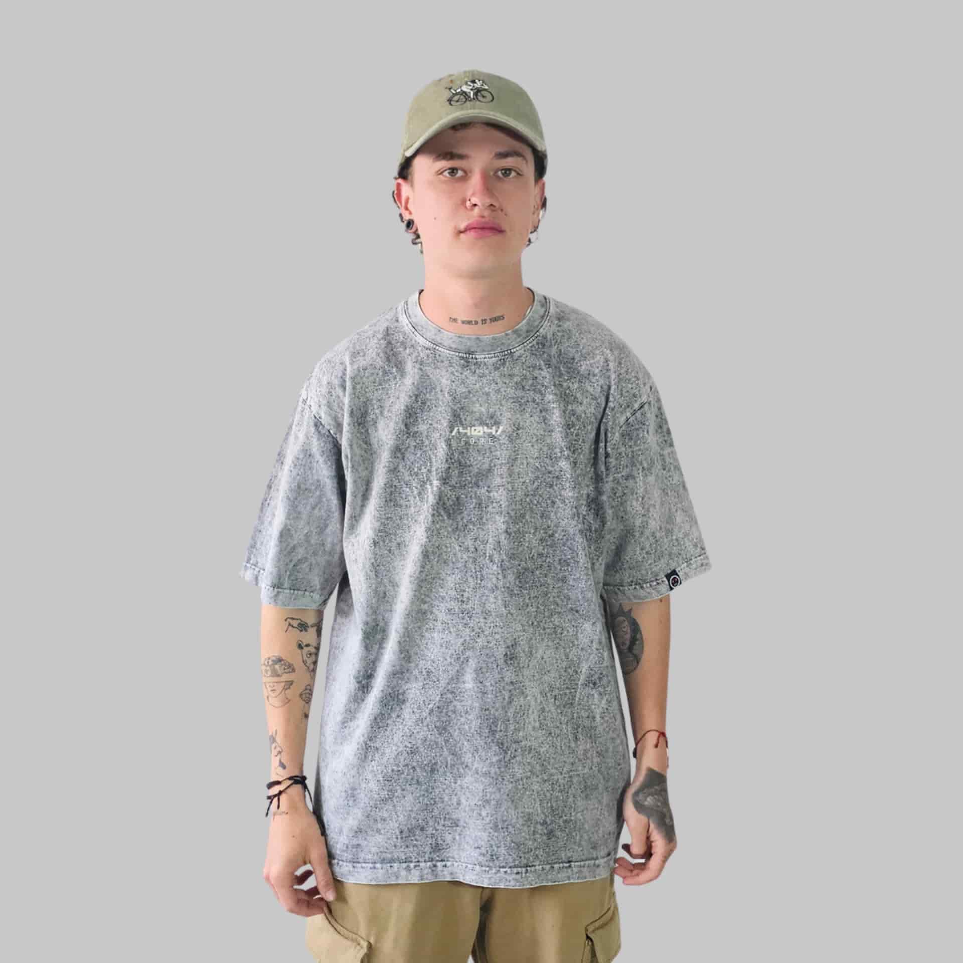 Camiseta Oversize Acid Wash Core Gris - miniatura 2
