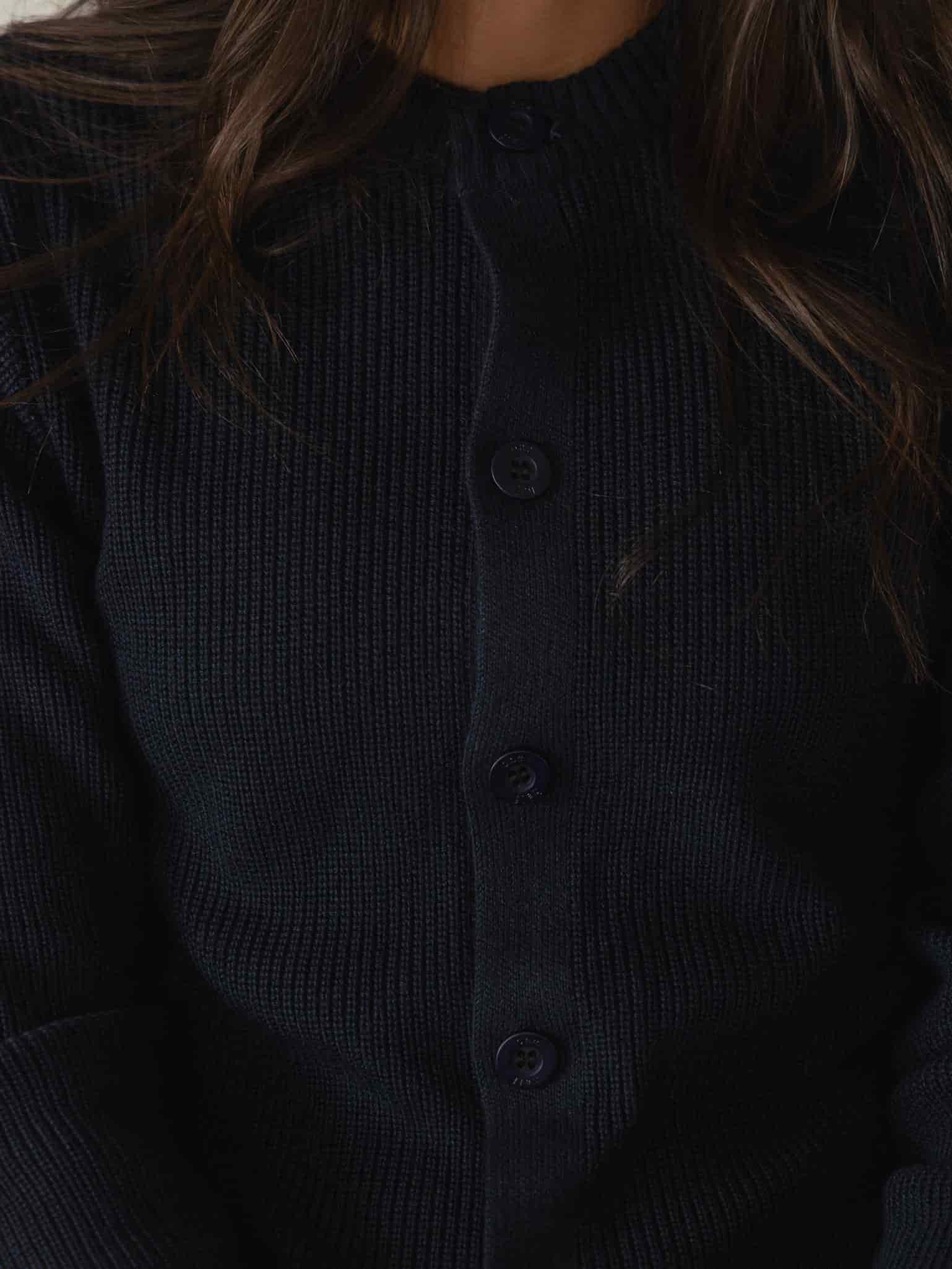 HEAVY RIB KNIT CARDIGAN - STEEL BLUE - miniatura 5