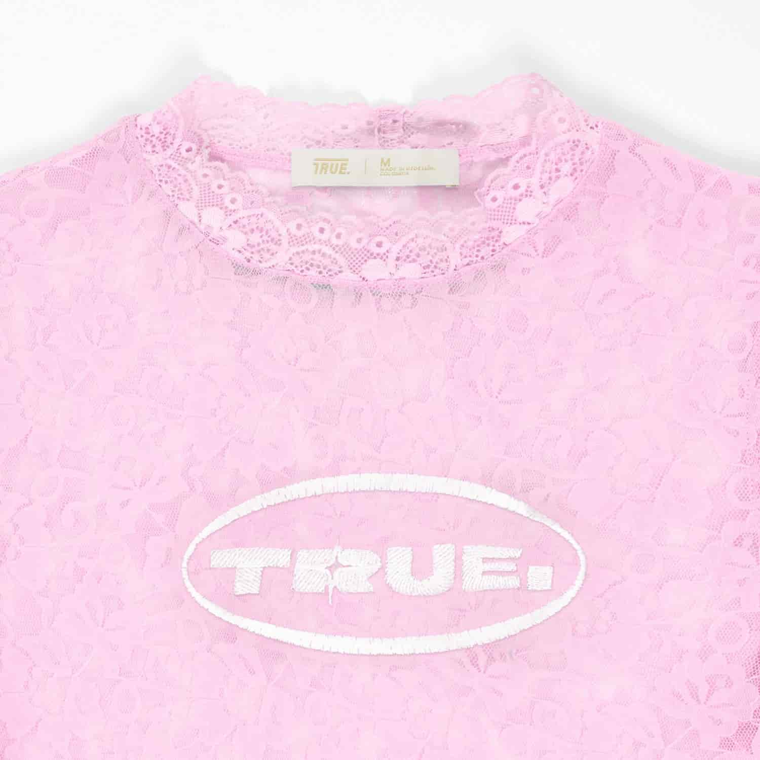 Floral Lace Baby Tee - Pink - miniatura 3