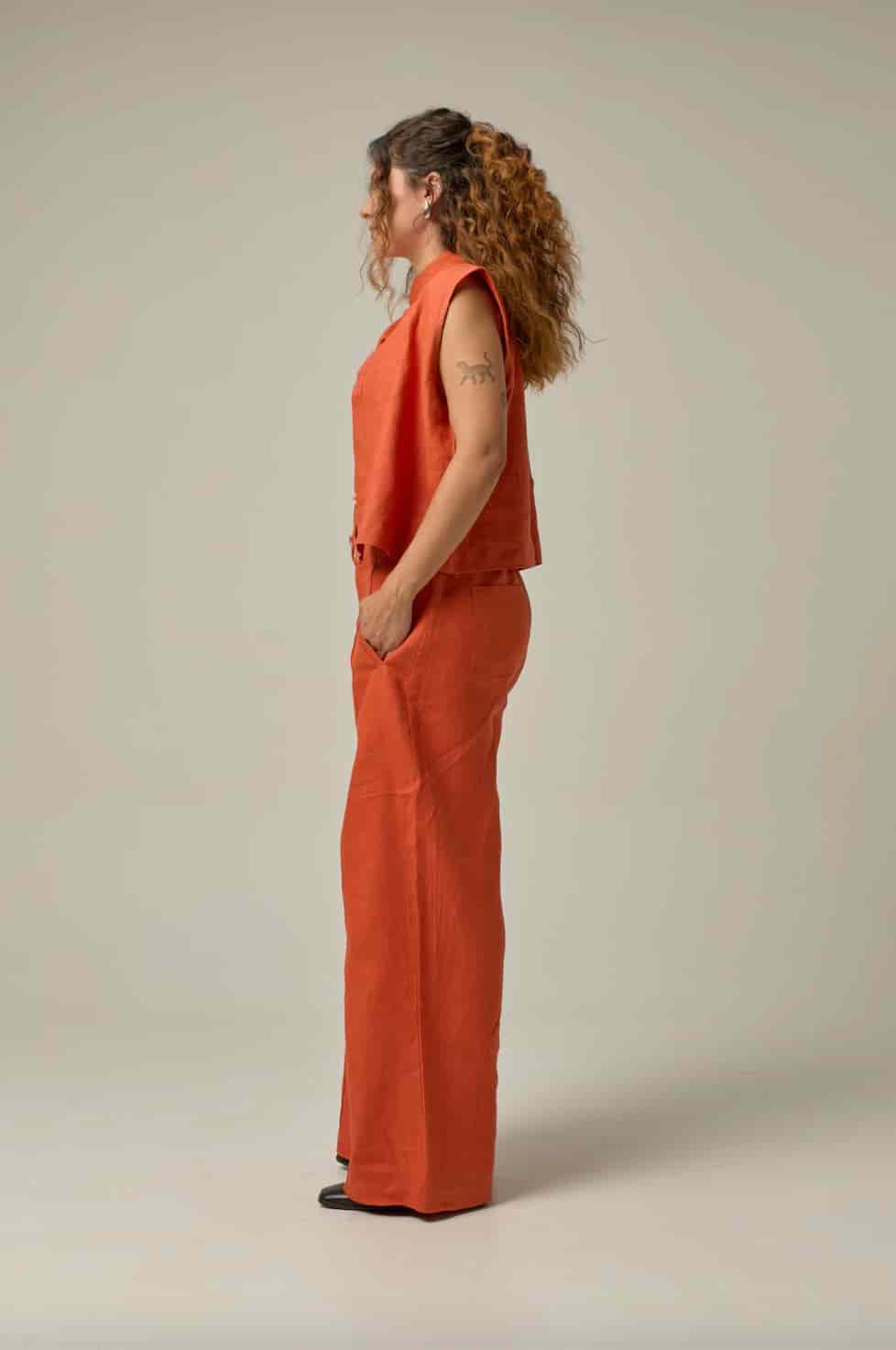 Pantalón Serre de lino | Naranja - miniatura 7