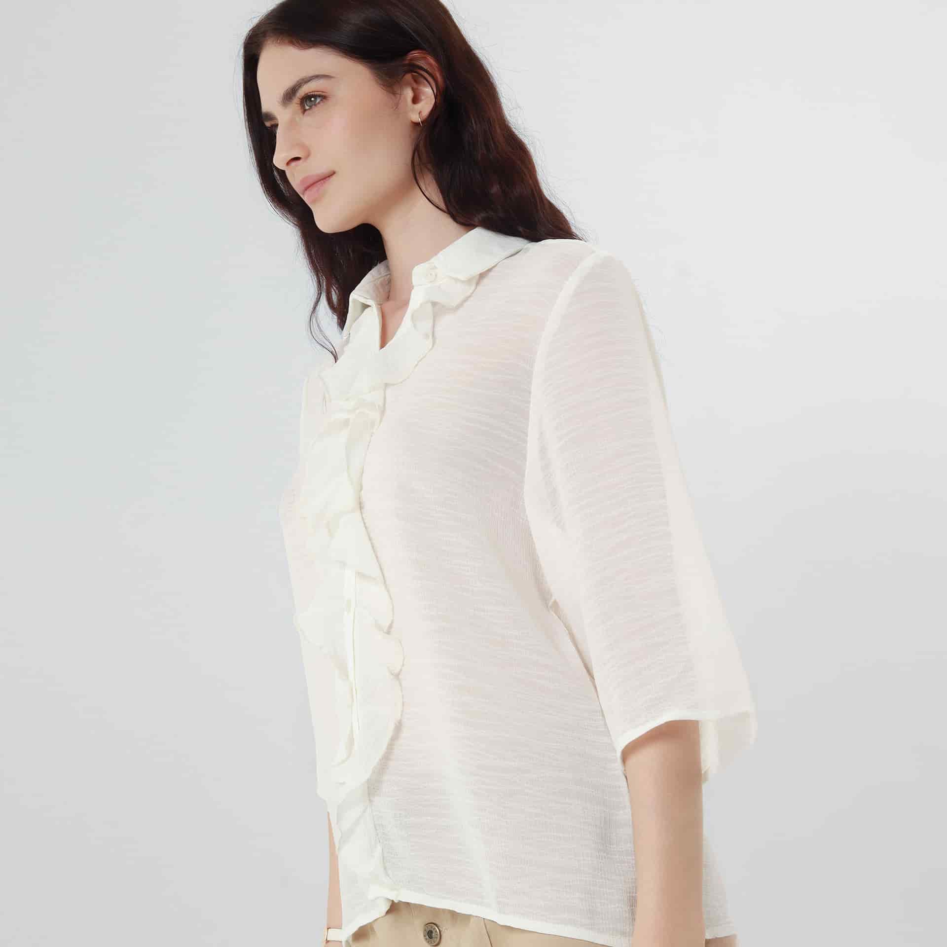 Blusa Cuello Camisero Manga 3/Cuartos - miniatura 1