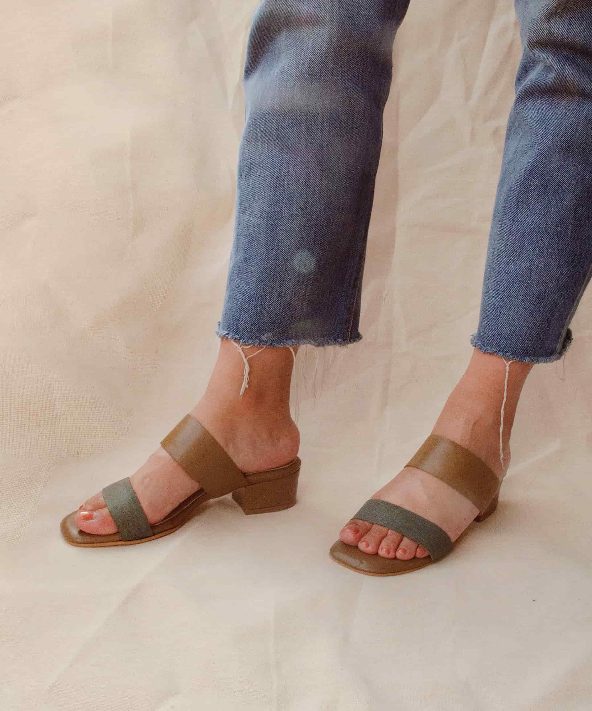 Double band sandals | Taupe Verde - miniatura 3
