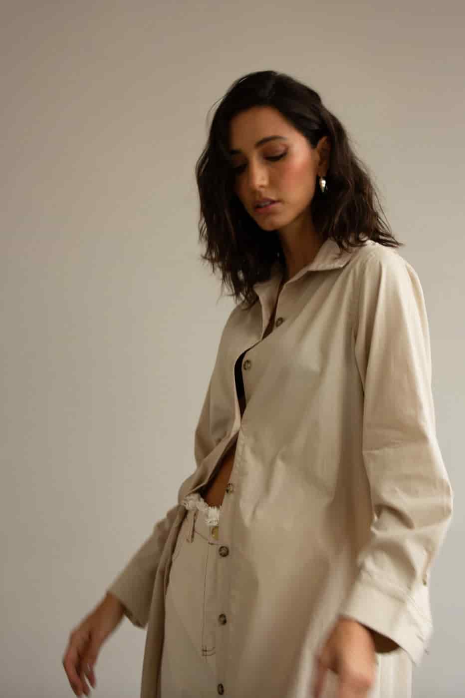 Camisa Nesta de algodón | Taupe - miniatura 1