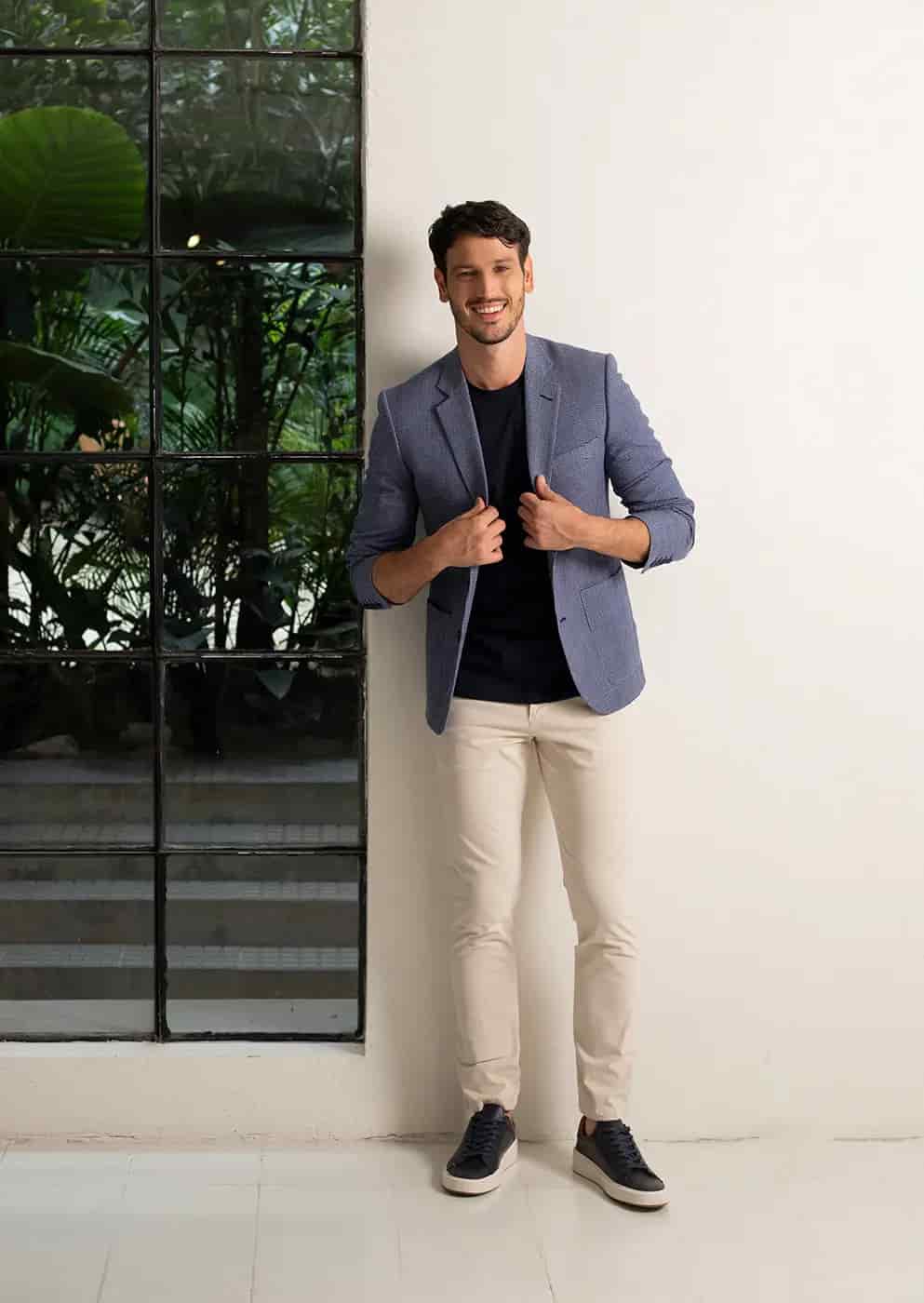 Blazer Classic Fit Paño Cuadros Azul Medio - miniatura 2