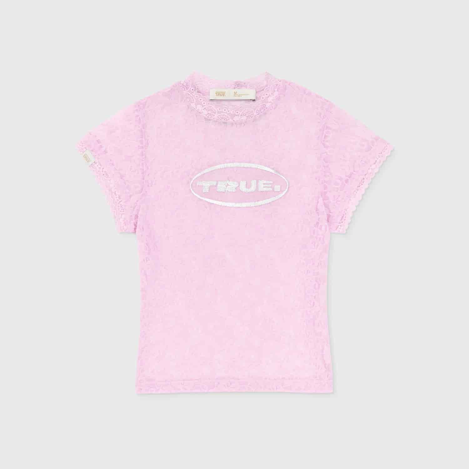 Floral Lace Baby Tee - Pink - miniatura 1