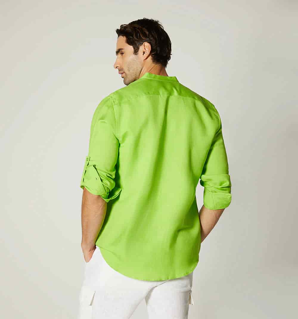 Camisa para hombre en lino cuello nerú m - miniatura 4