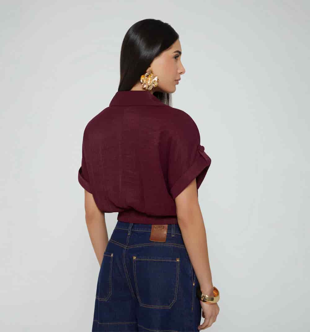 Blusa  manga corta cruzada - miniatura 4