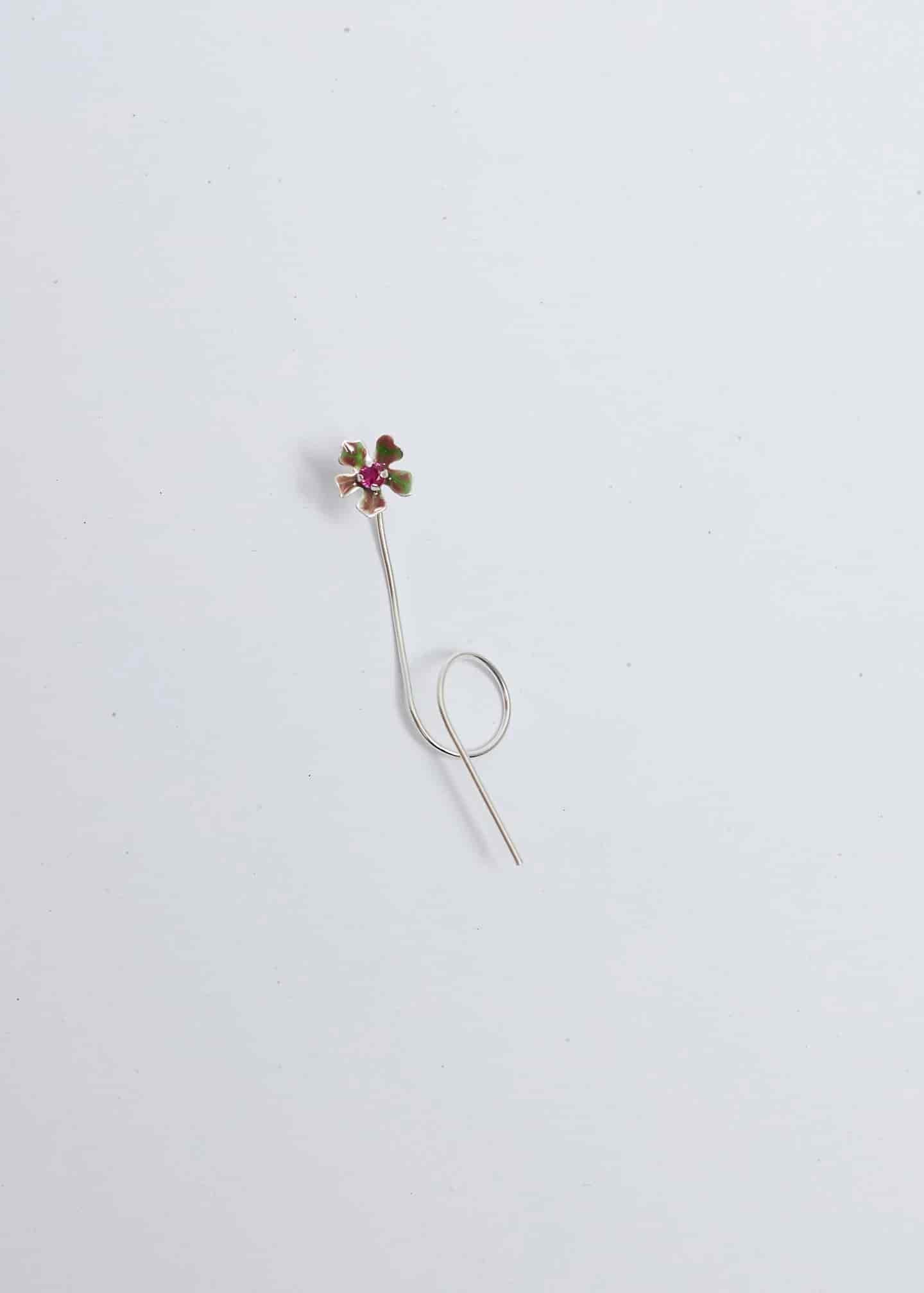 Aretes Bromelia micro Plata - miniatura 3