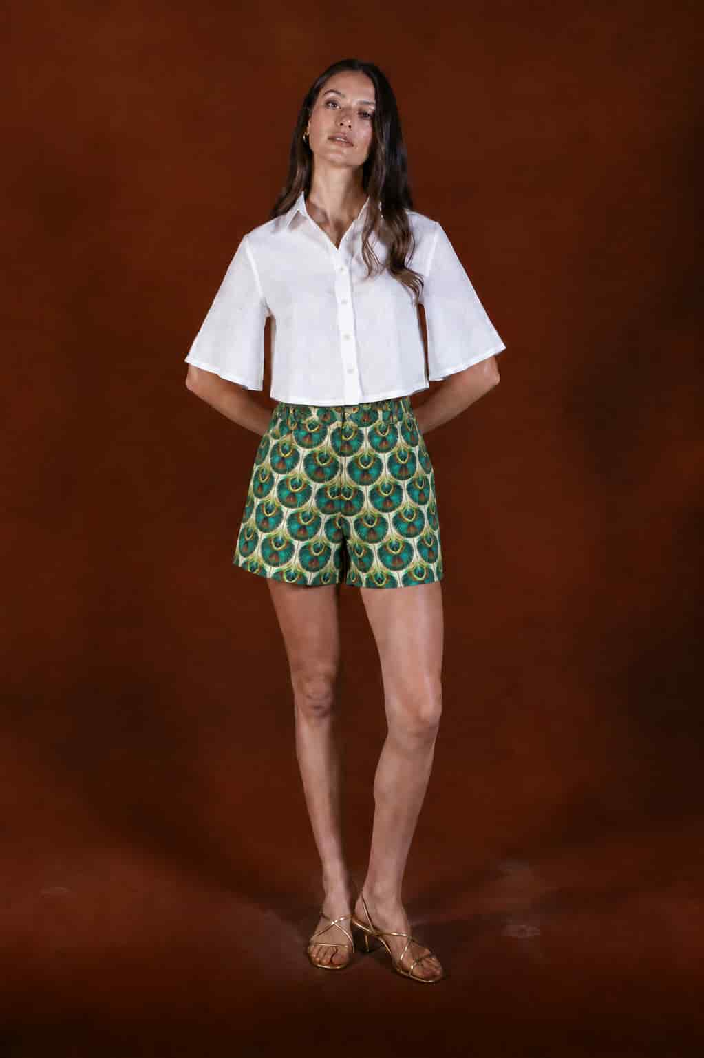 Women's Aridis linen Bermuda shorts green - miniatura 1