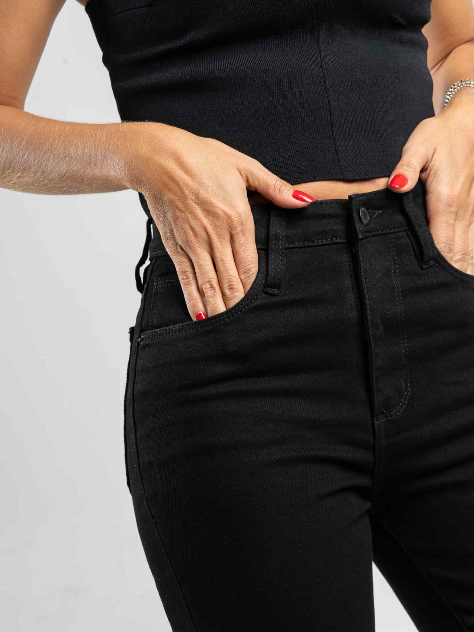 Ref: 064076  Jean skinny stretch, tiro alto, tono negro. - miniatura 3