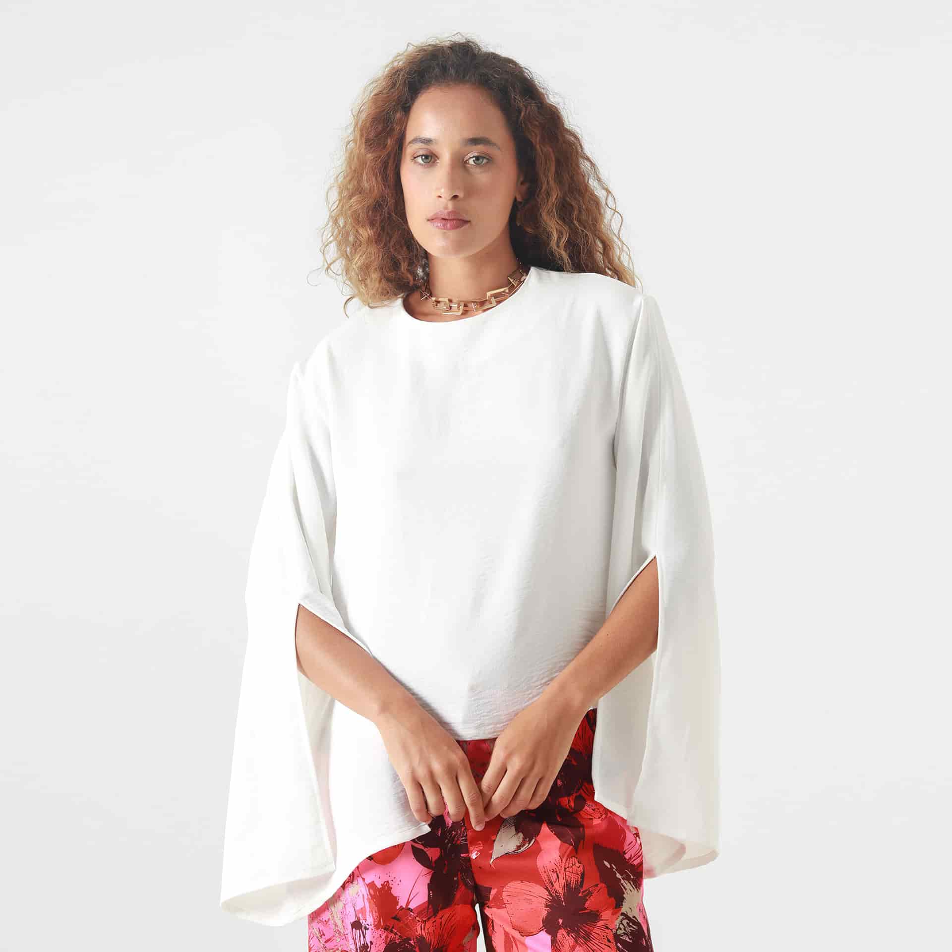 Blusa Cuello Redondo Manga Abierta - miniatura 1