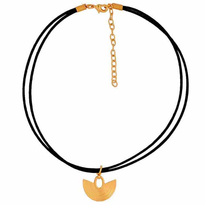 Collar Choker Negro y Dije Pequeño Nariguera Filigrana Lisa Sinú - miniatura 1