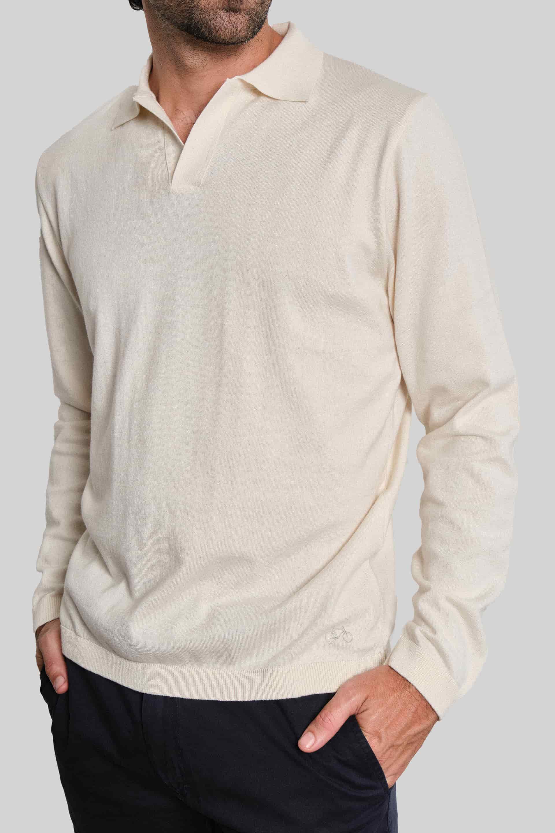 POLO TEJIDA MANGA LARGA OFF WHITE - miniatura 1