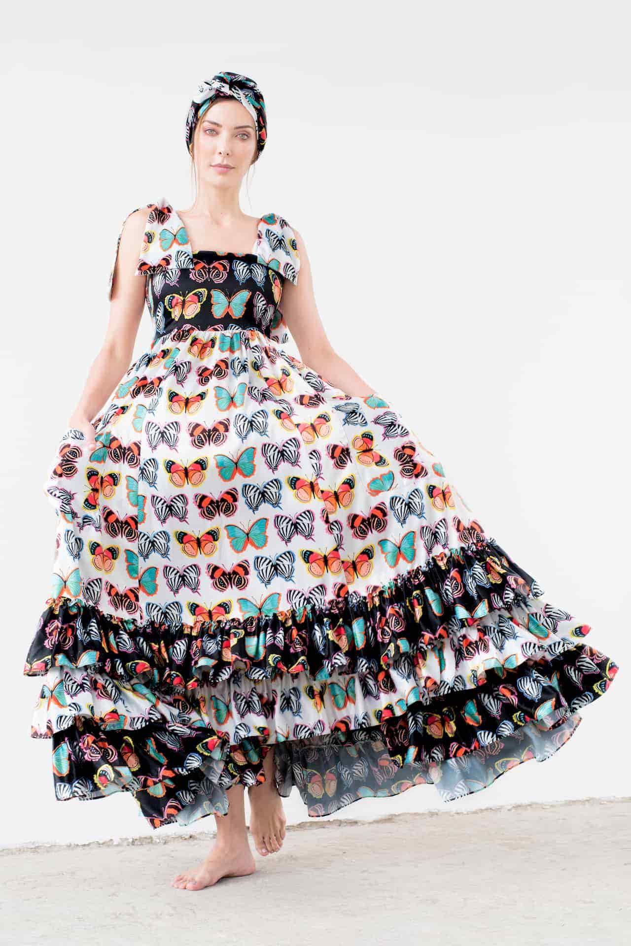 Maxi Vestido Tierra de Mariposas Blanco - miniatura 1