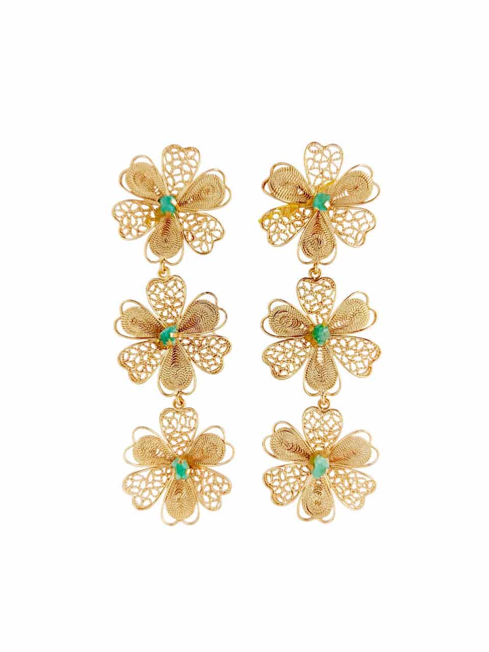 Aretes triple flor Carmelita - miniatura 1