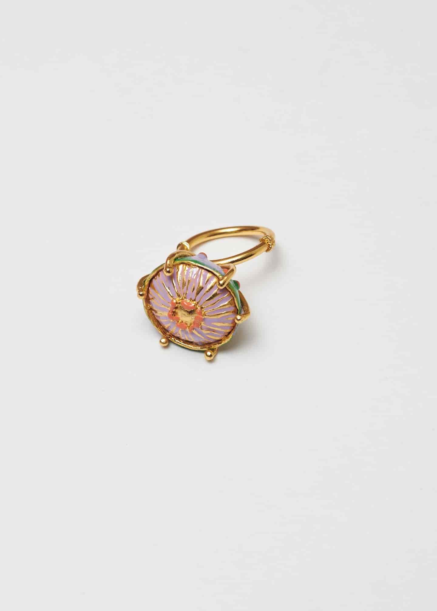 Anillo sombrerito maxi verde lila - miniatura 1