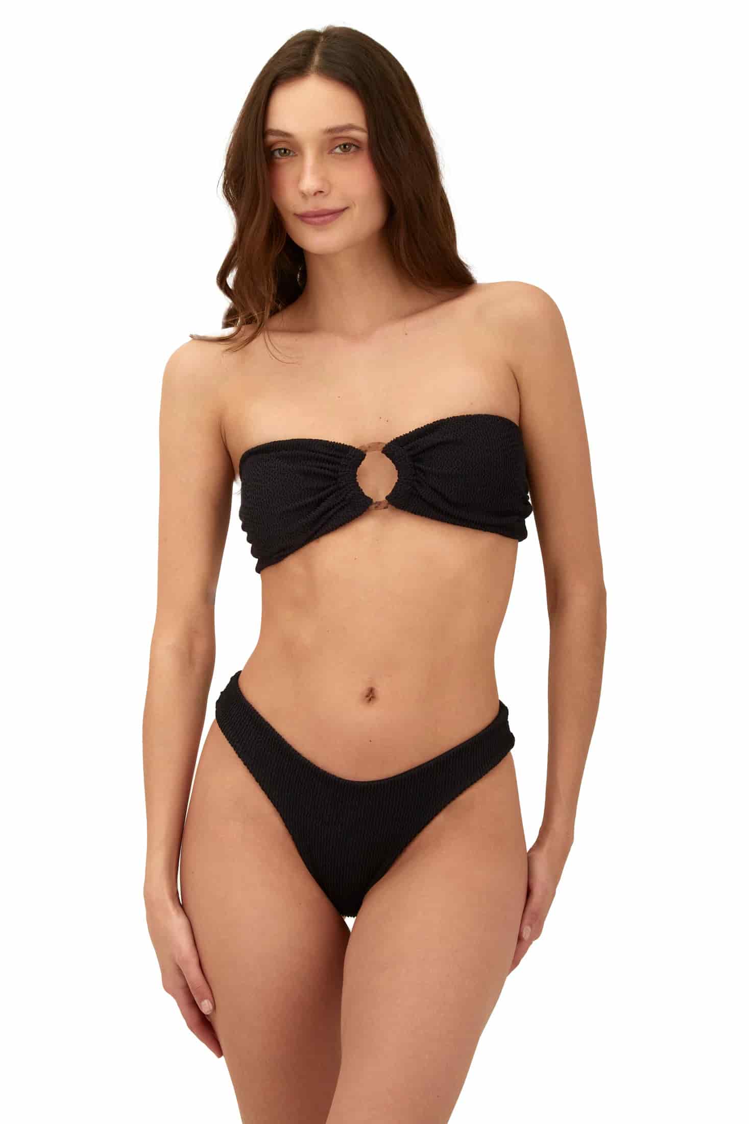 Textured Wave Black Cast Bandeau Top - miniatura 1