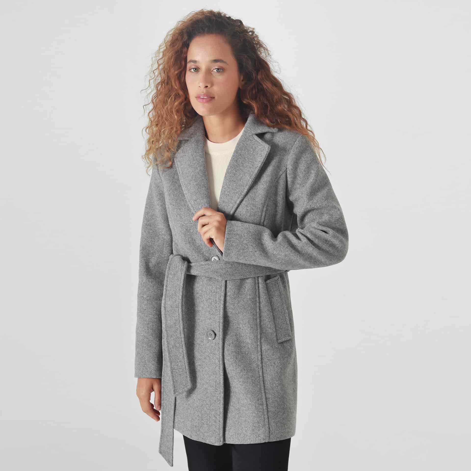Chaqueta abrigo manga larga cuello solapa con lazo - miniatura 12