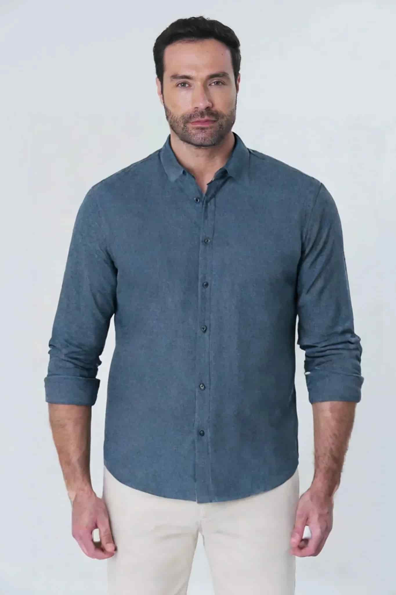 Camisa manga larga efecto chambray JS - miniatura 1