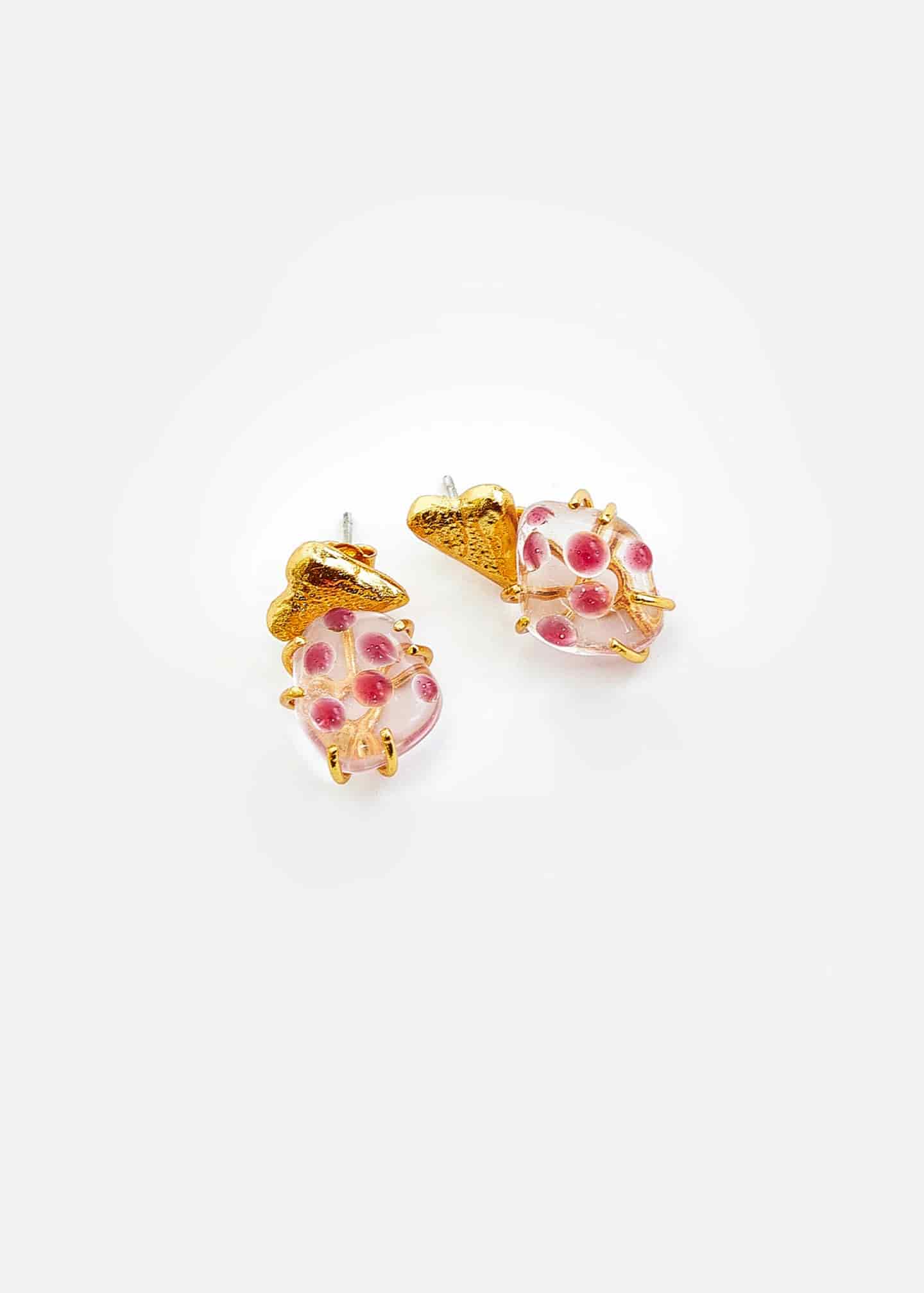 Aretes mini cuarzo pétalos Berry - miniatura 2