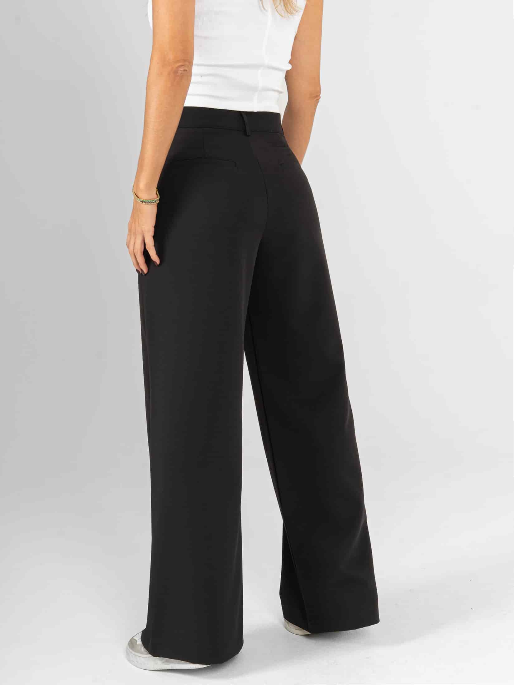 Ref: 0620301 Pantalón palazzo, sin prenses, stretch, tejido plano liviano, tiro alto, tono negro - miniatura 3