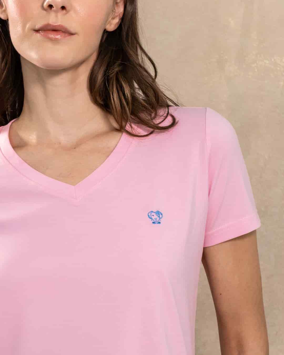 Camiseta Antimanchas Cuello V Rosado - miniatura 2