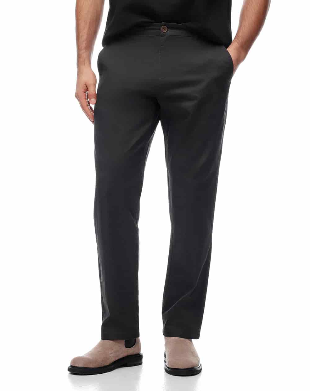 Pantalón regular tiro medio gris oscuro hombre - miniatura 3
