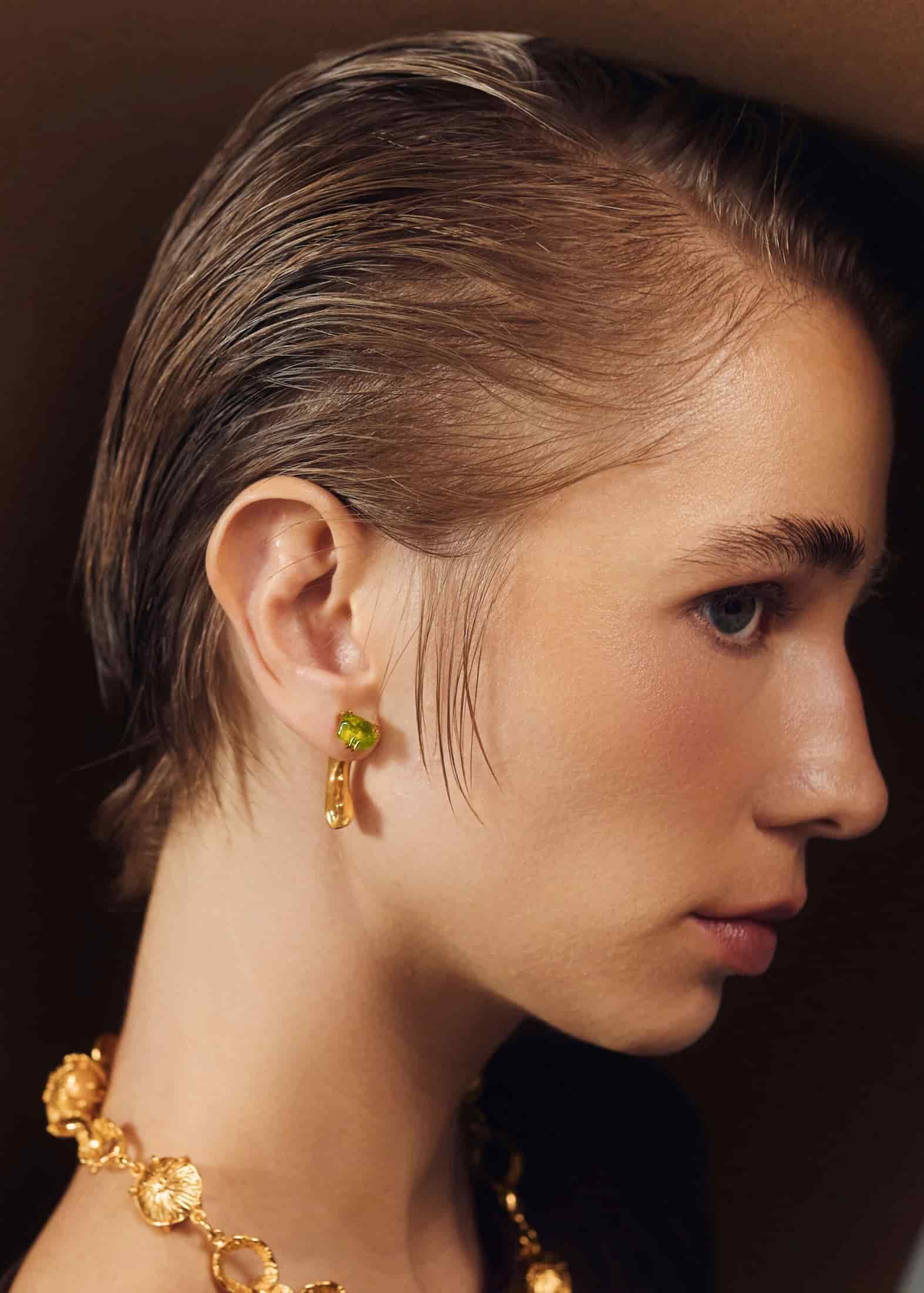 Aretes Peridoto Mini Petal Curve - miniatura 2