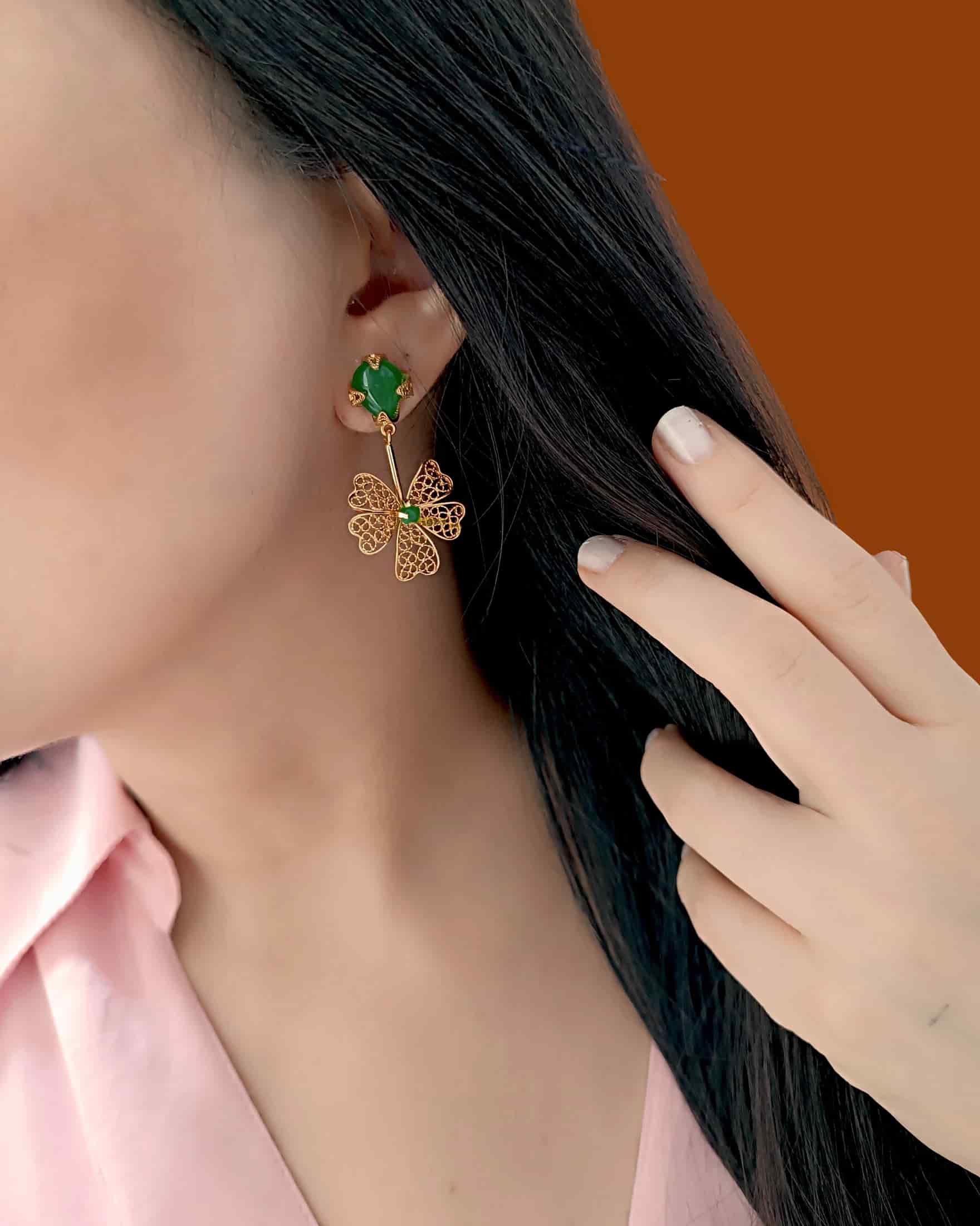 Aretes filigrana Alegría con jade - miniatura 2