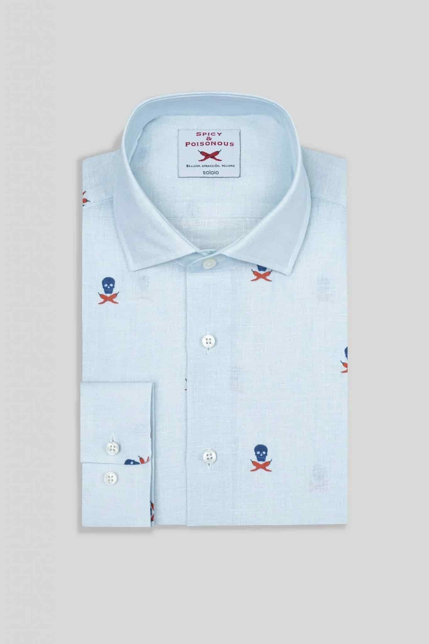 Men's linen shirt separated skulls icement - miniatura 7