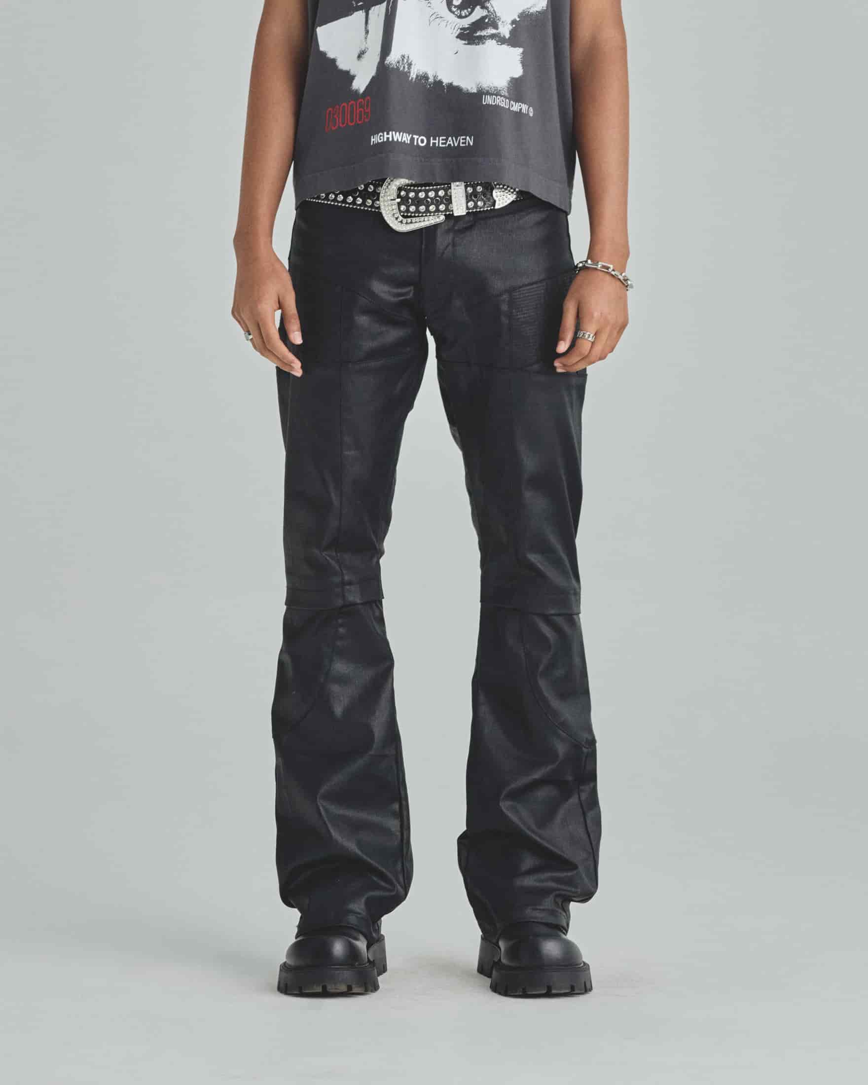 Basics Pleather Flare Pants Black - miniatura 2