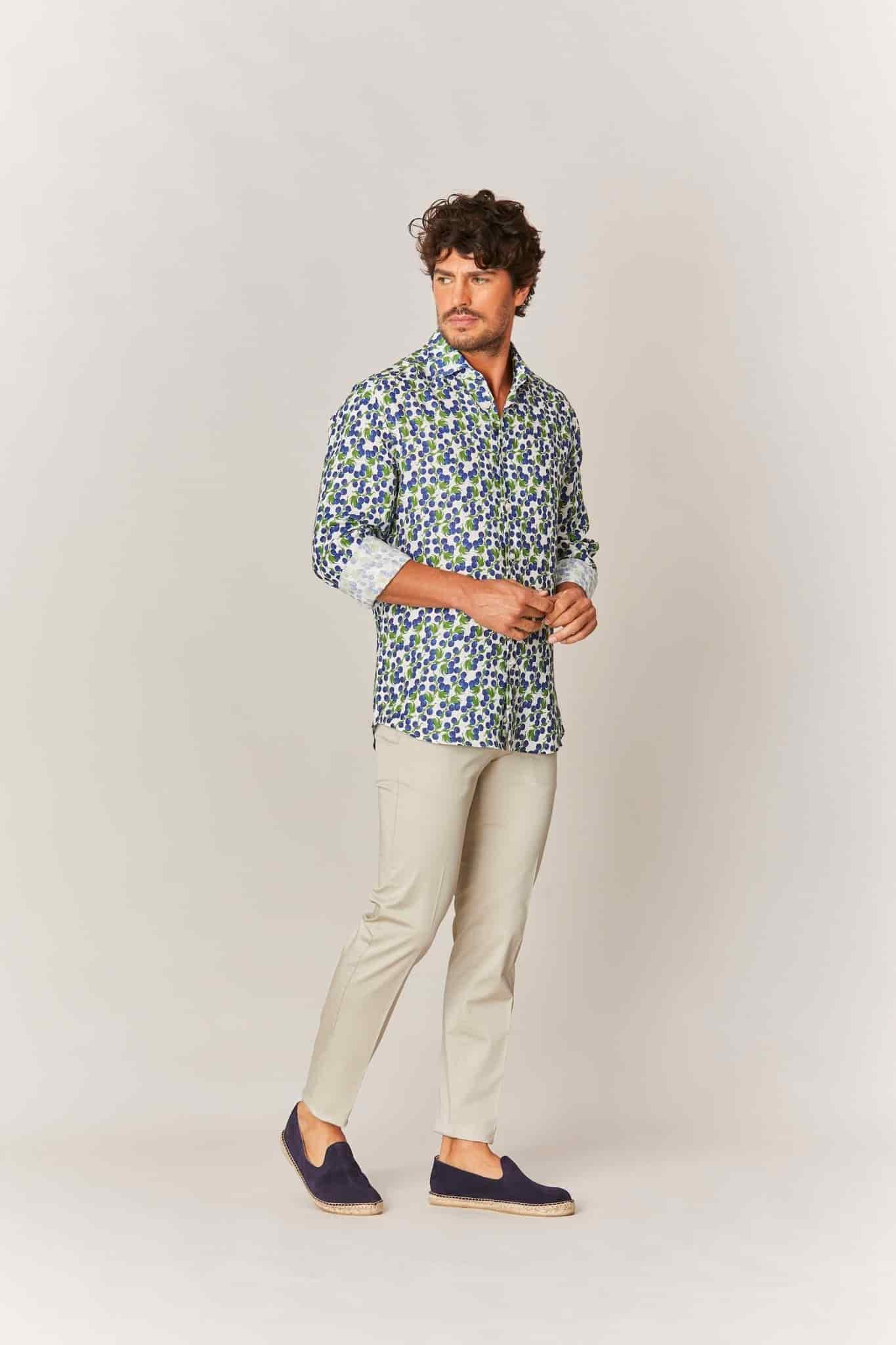 Men's linen shirt navy gooseberry - miniatura 3