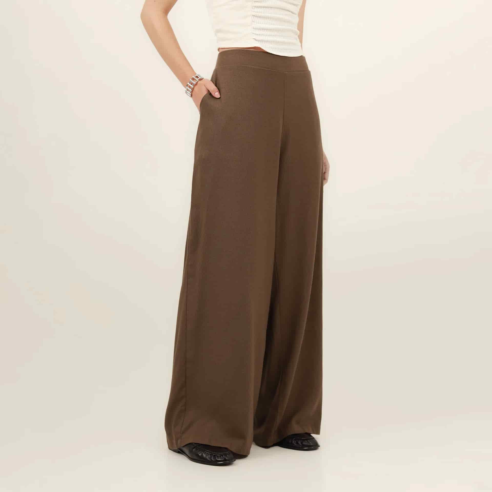 Pantalón palazzo bota ancha con elastico en cintura - miniatura 9