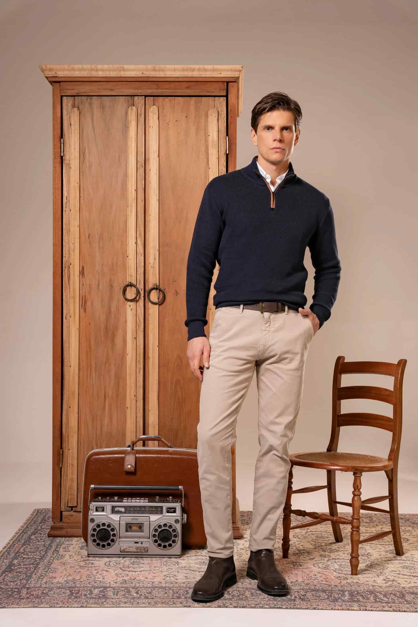 Suéter Halfzip Brienno Hombre Azul Oscuro - miniatura 3